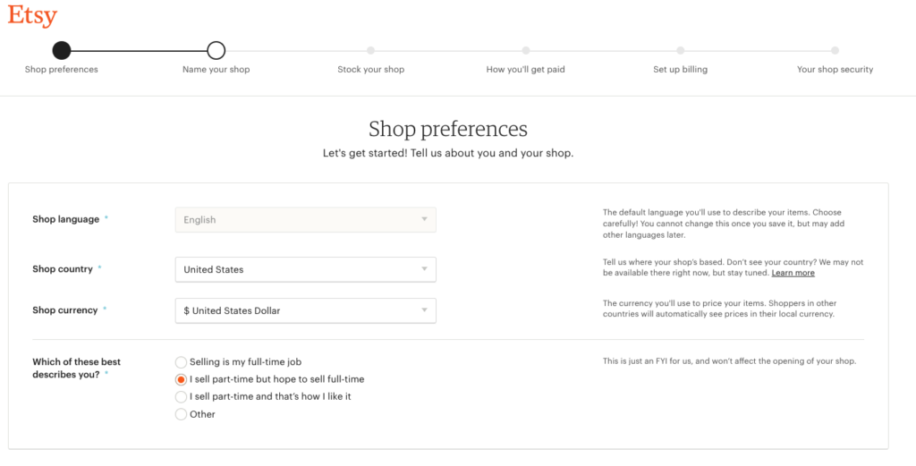How to start etsy store step 2